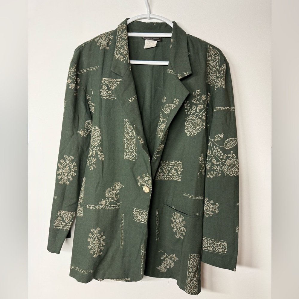 Dark green linen blazer